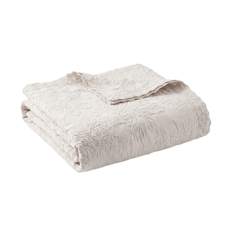 Couvre-lit Adèle - Coton piqué jacquard