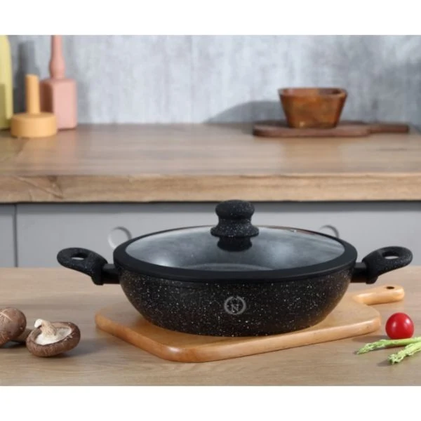 Faitout Bas Ø24cm + couvercle TOUS FEUX + Four - Qualité Anti adhésif