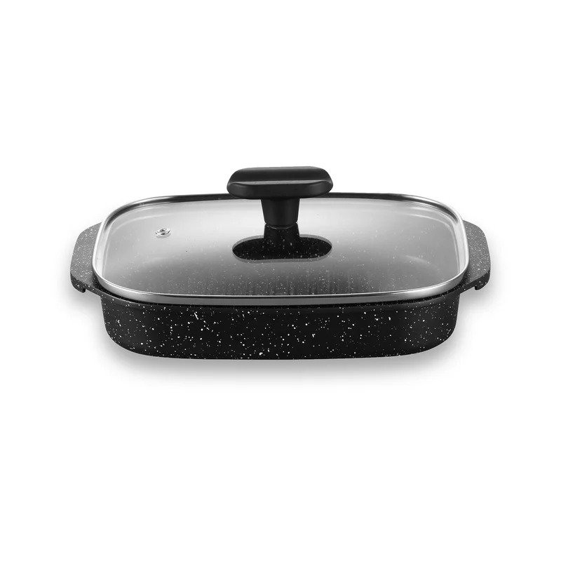 Plat à four grill + couvercle diffuseur d'aromes - TOUS FEUX - Anti adhésif