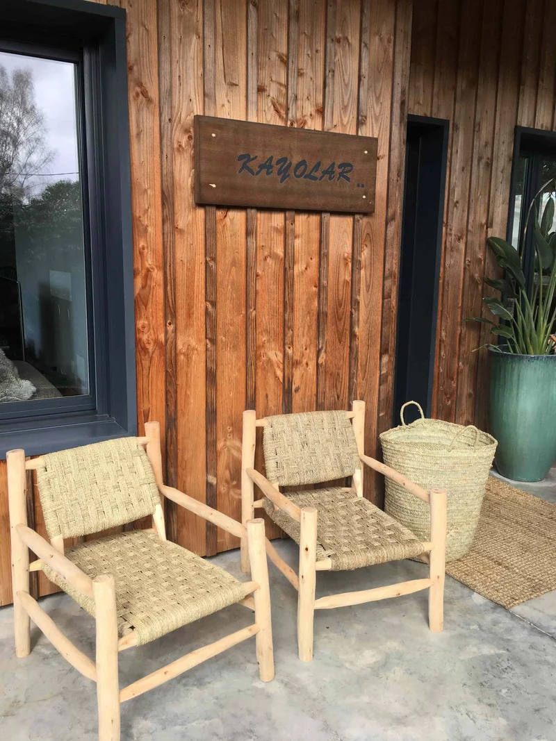SUPERBE FAUTEUIL en Bois et Corde de Palmier - FAIT MAIN - Déco & Confort