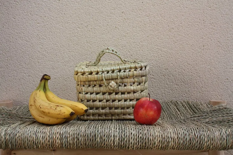 Malle de rangement - Coffre tressé Palmier - Panier Bac Corbeille couvercle - 6 Tailles -