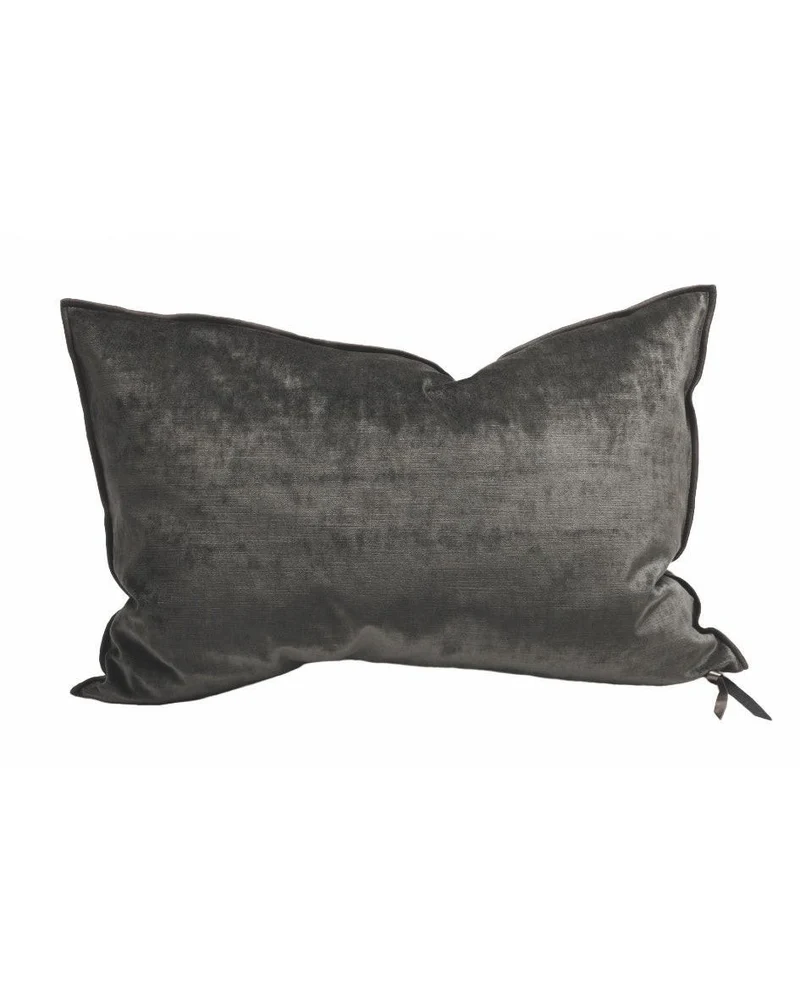 Coussin Vice Versa en Velours Royal, Charbon