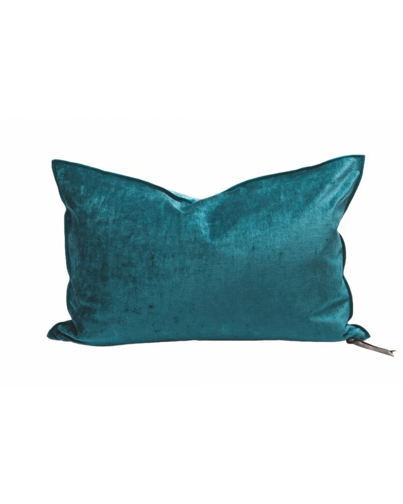 Coussin Vice Versa en Velours Royal, Paon