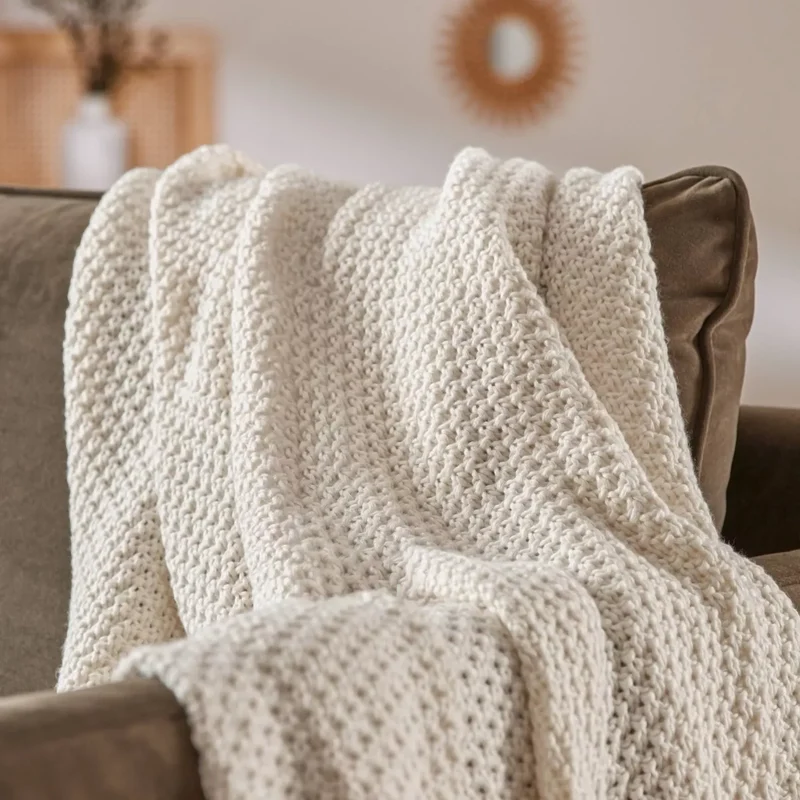 ARIANE Plaid tricot Ivoire