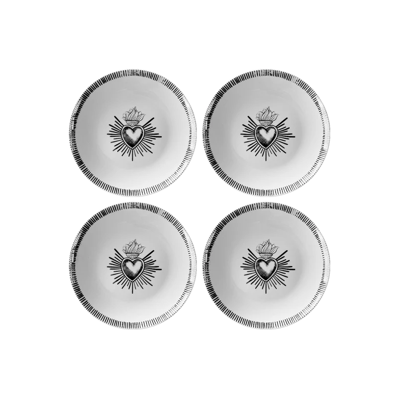 EX VOTO Set de 4 assiettes à dessert noir