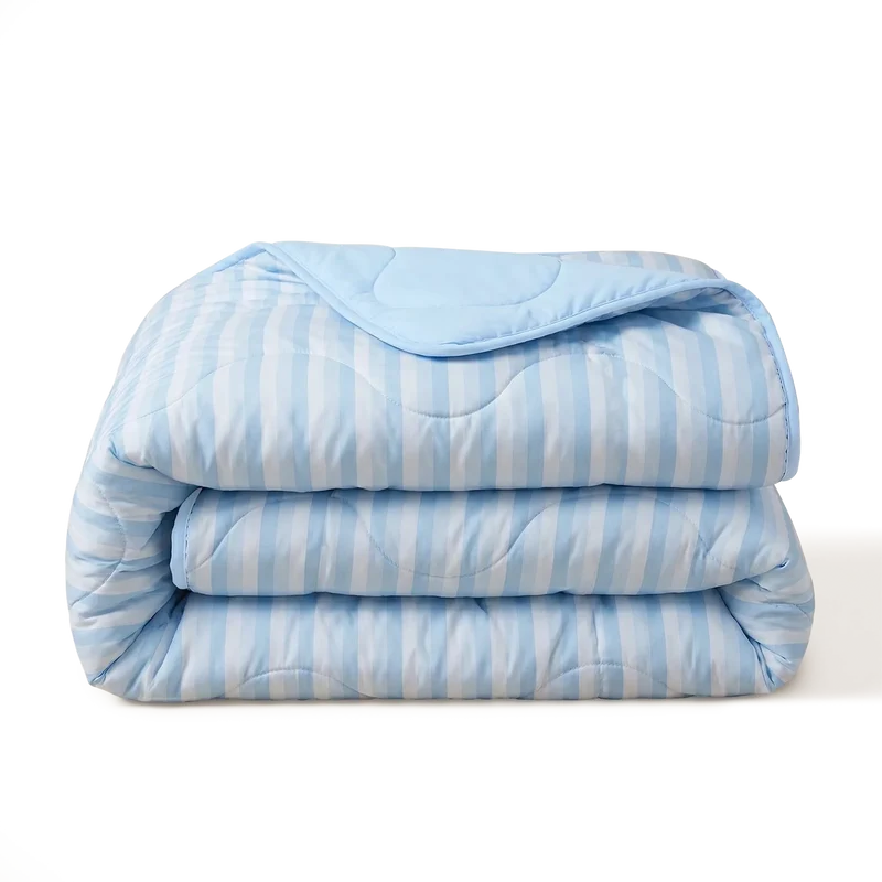 Wasbaar Zomerdekbed | Cooling | Stripe Light blue