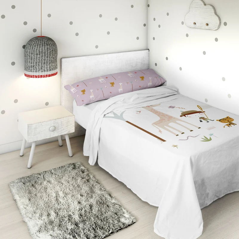 JUEGO SÁBANAS ESTAMPADAS INFANTIL EXPLORADORA 100% ALGODÓN