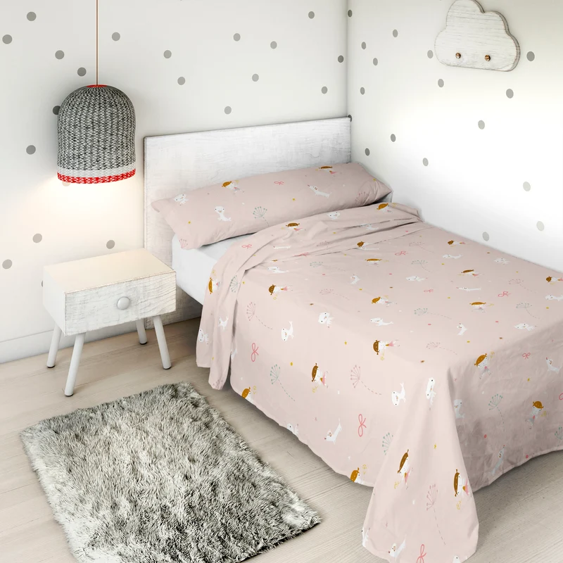 JUEGO SÁBANAS ESTAMPADAS INFANTIL PATINADORA B 100% ALGODÓN