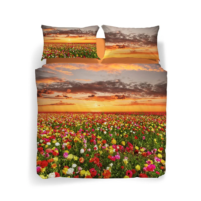Completo Copripiumino flowering fields Fotografico in Cotone