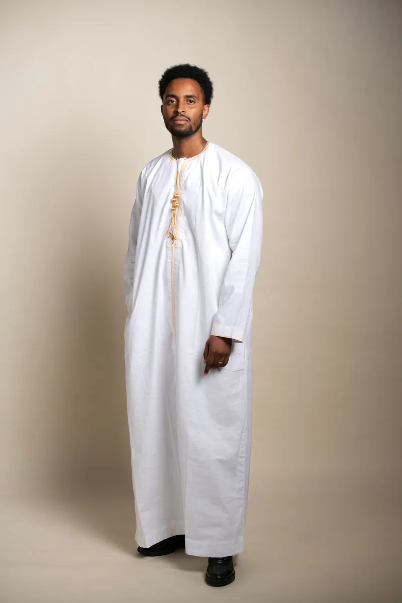 Qamis NAïM blanc or
