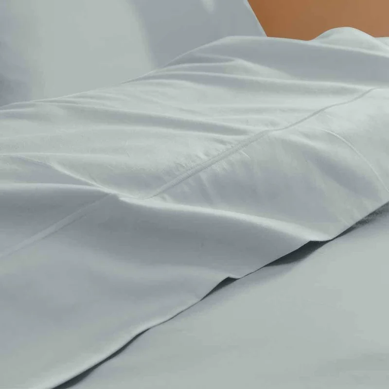 Drap plat satin pur coton bio Signature Bleu Charron / 180X290 déclassé - MS160