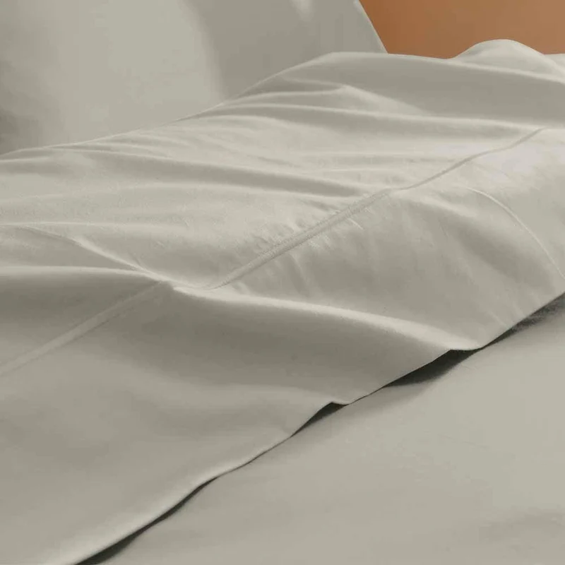 Drap plat satin pur coton bio Signature Gris perle / 180X290 déclassé - MS157
