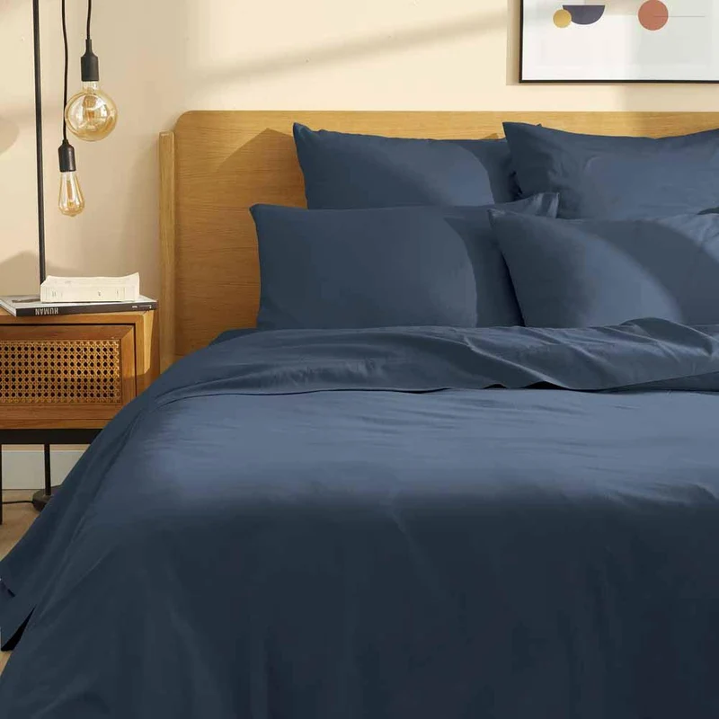 Housse de couette satin pur coton bio Signature Bleu Ardoise / 260X240 déclassé - MS154