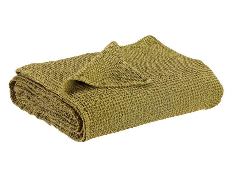 Plaid Nid d'abeille coton recyclé - MAIA Cèdre