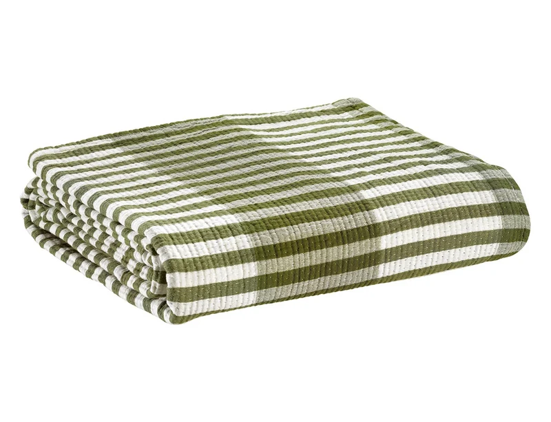 Jeté de lit Coton jacquard - CALISTA Olive