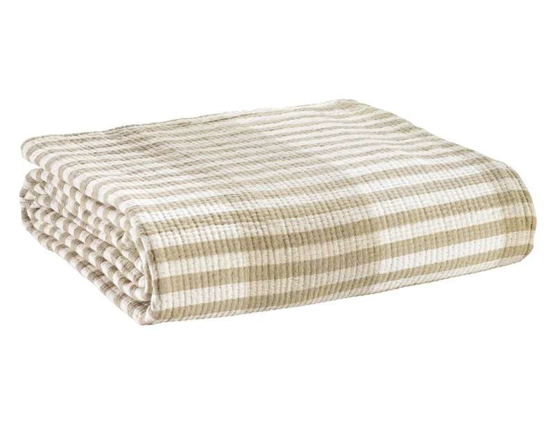 Jeté de lit Coton jacquard - CALISTA Galet