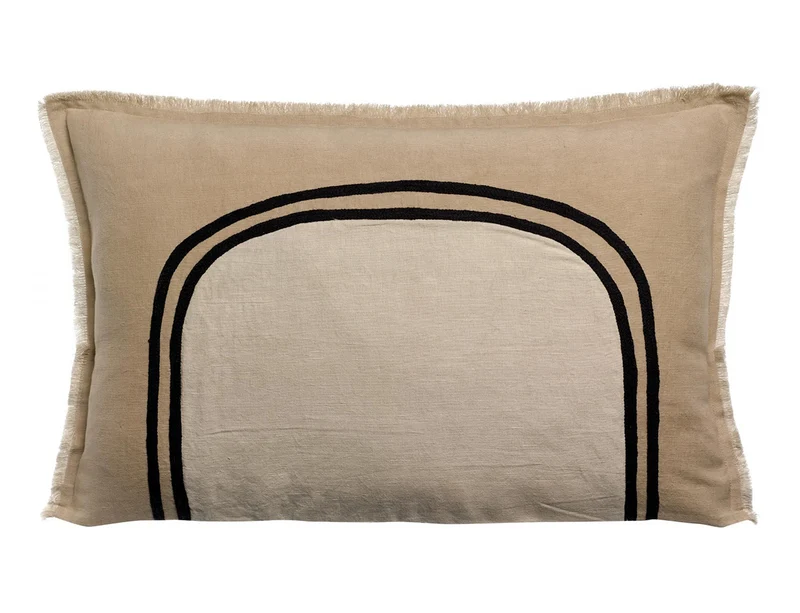 Coussin Coton Lin - LALY Bicolore Galet