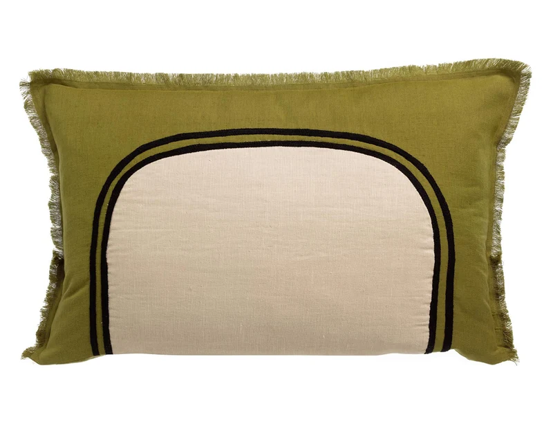 Coussin Coton Lin - LALY Bicolore Cèdre