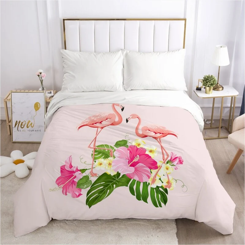 Housse de Couette Tropicale Flamant Rose