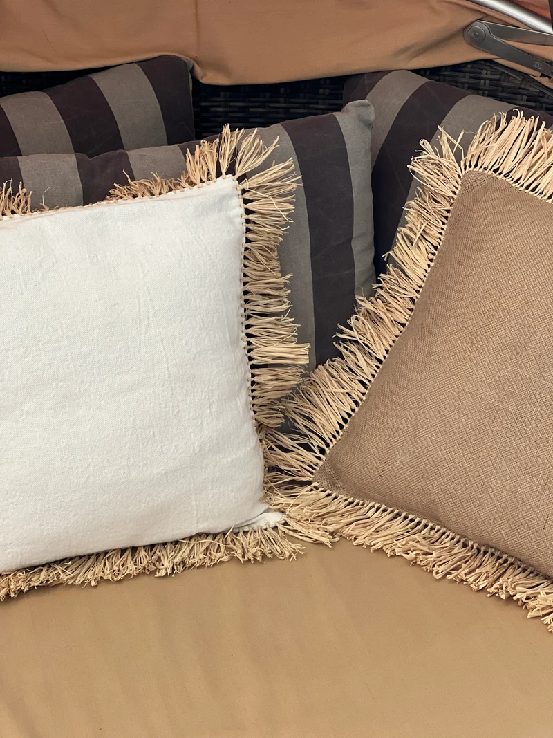 Housse de Coussin Raphia / Toile de jute taupe 40 x 40 cm