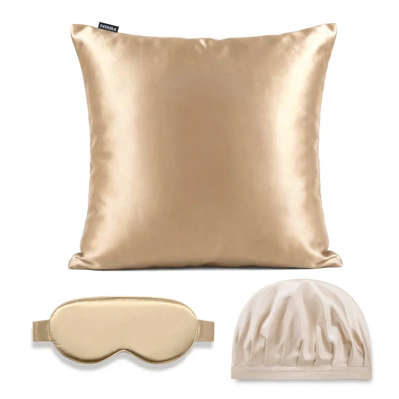 Coffret Signature EVERSILK — Taie d’oreiller + Masque de nuit + Bonnet - Beige
