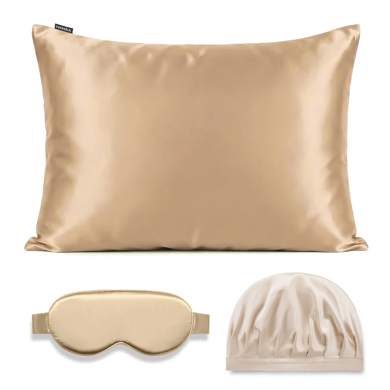 Coffret Signature EVERSILK — Taie d’oreiller + Masque de nuit + Bonnet - Beige