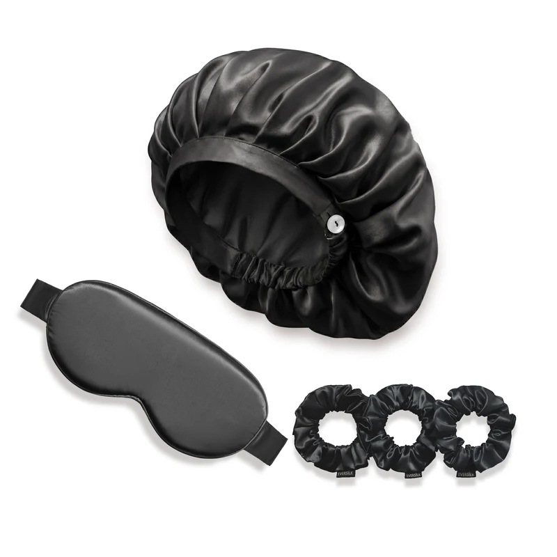 Trio Masque, Bonnet & Chouchou – Noir