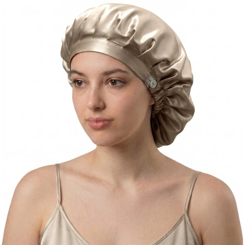 Bonnet de nuit en soie – Sable
