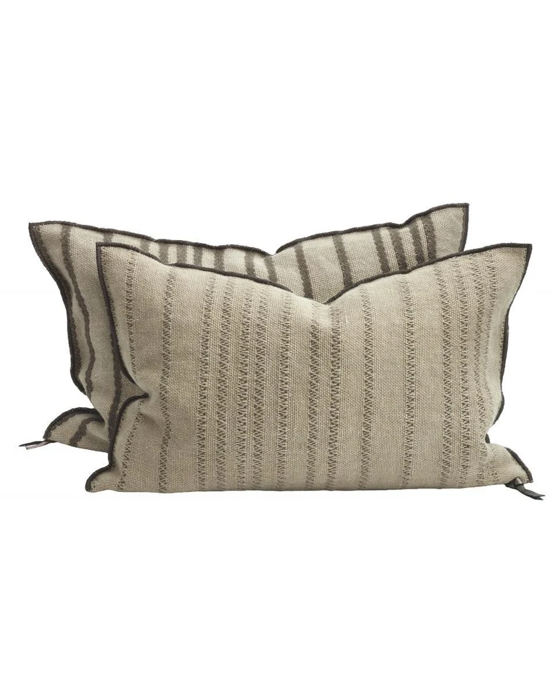 Coussin Vice Versa Toile de Myre Brodée, Ecorce