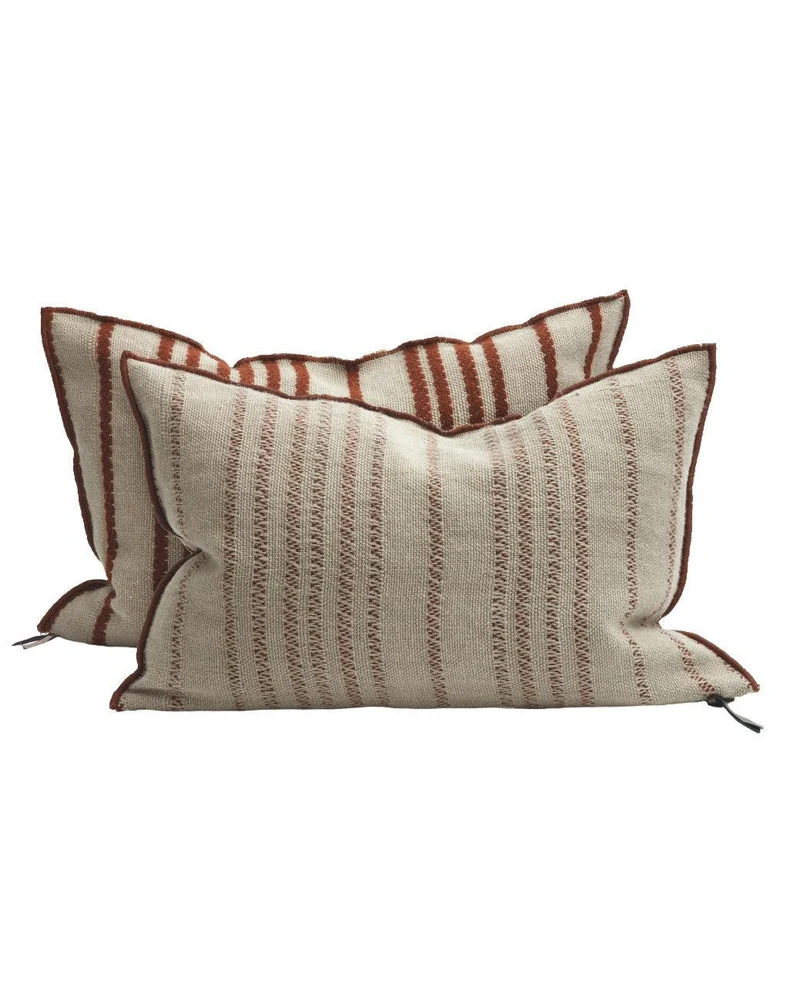 Coussin Vice Versa Toile de Myre Brodée, Argile