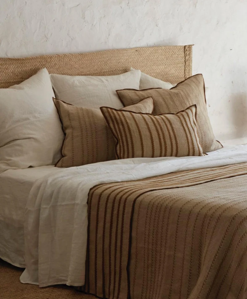 Coussin Vice Versa Toile de Myre Brodée, Bronze