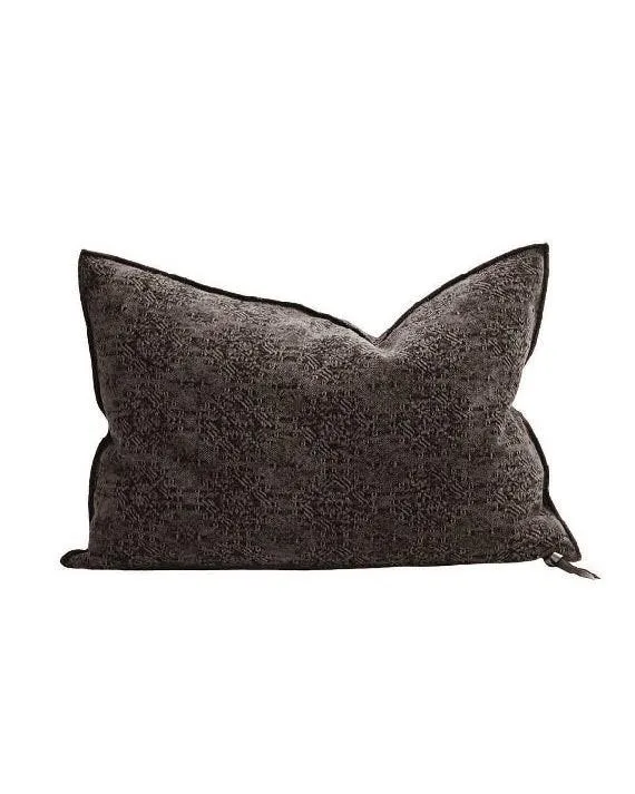 Coussin Vice Versa Jacquard Stone Washed Kilim, Brownie