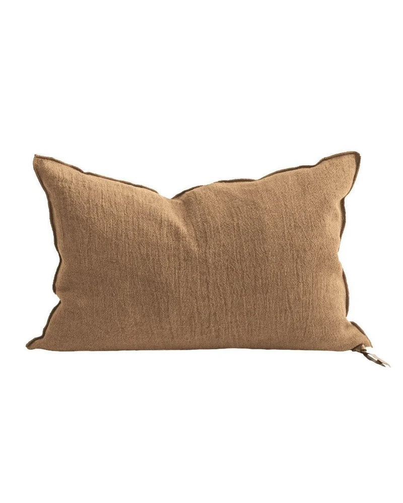 Coussin Vice Versa Crépon de Lin Lavé, Terracotta