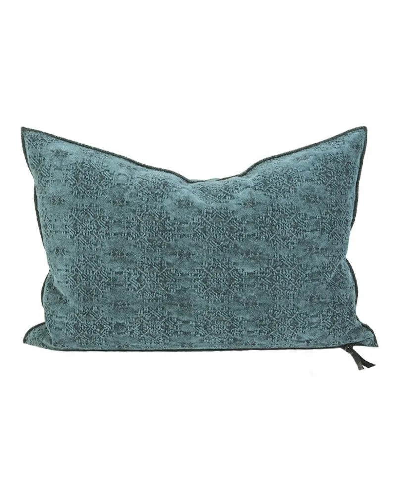 Coussin Vice Versa Jacquard Stone Washed Kilim, Canard