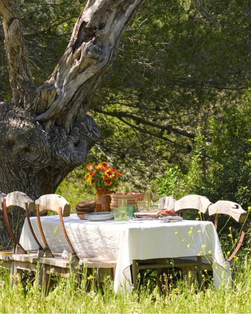 Nappe Bourdon Toile Mimi Blanc / Bourdon Ardoise