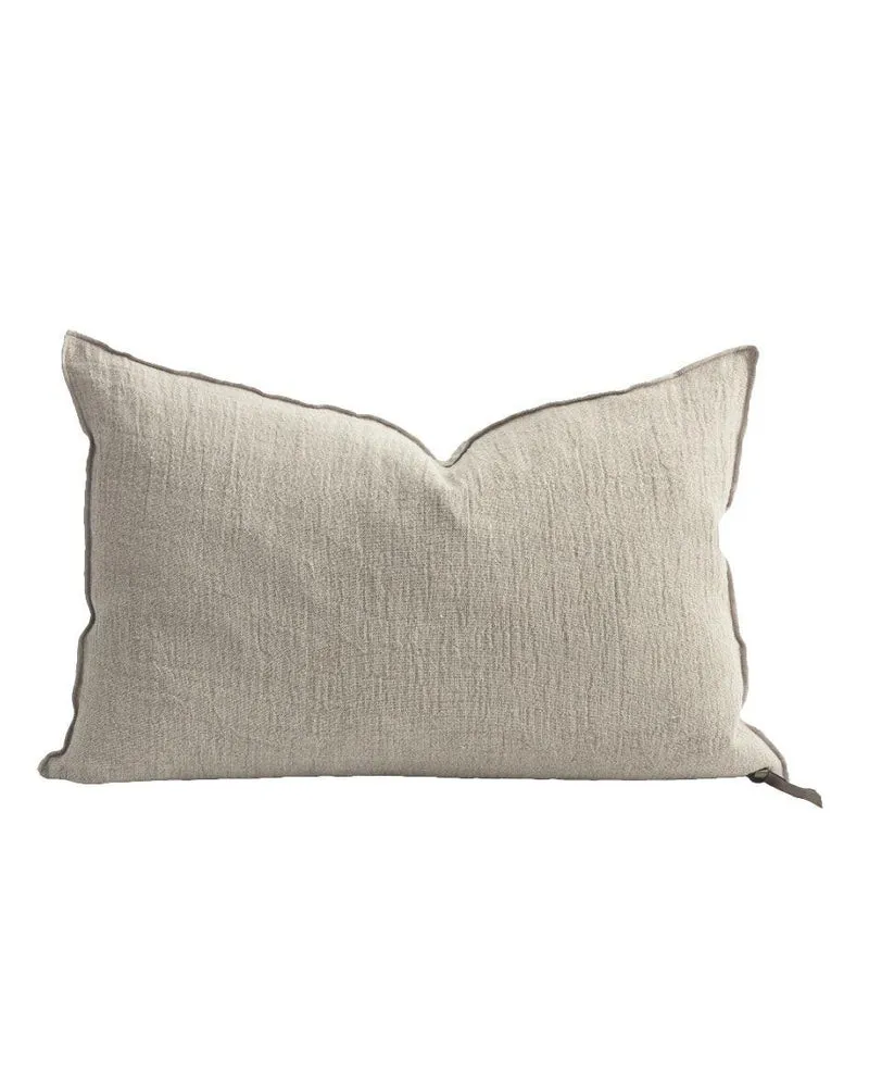 Coussin Vice Versa Crépon de Lin Lavé, Grège