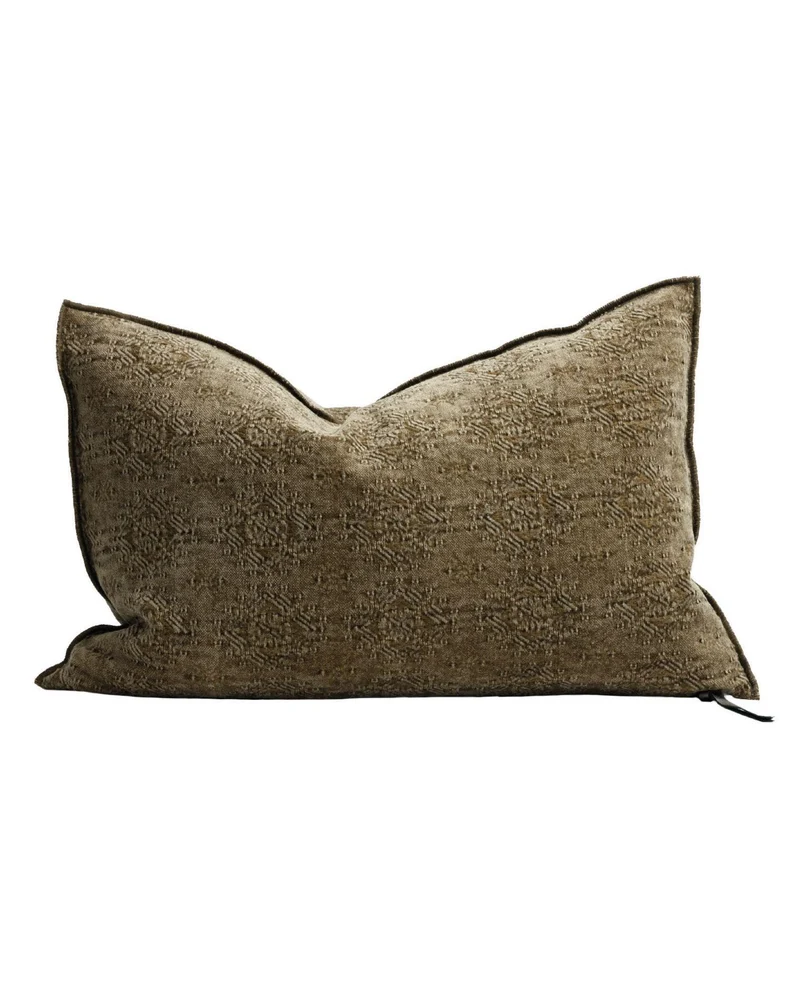 Coussin Vice Versa Jacquard Stone Washed Kilim, Bronze