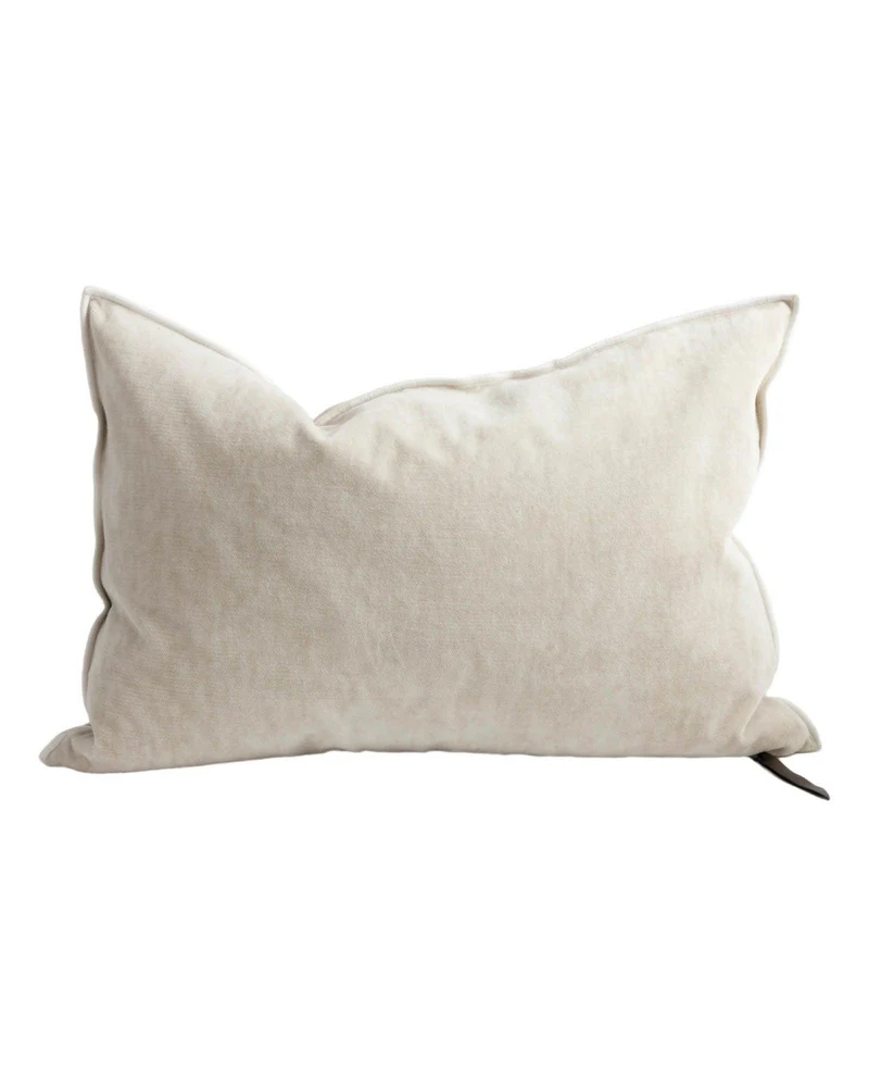 Coussin Vice Versa en Velours Vintage, Crème