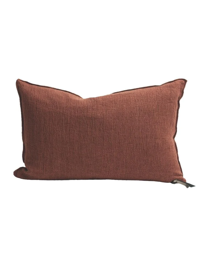 Coussin Vice Versa Crépon de Lin Lavé, Argile