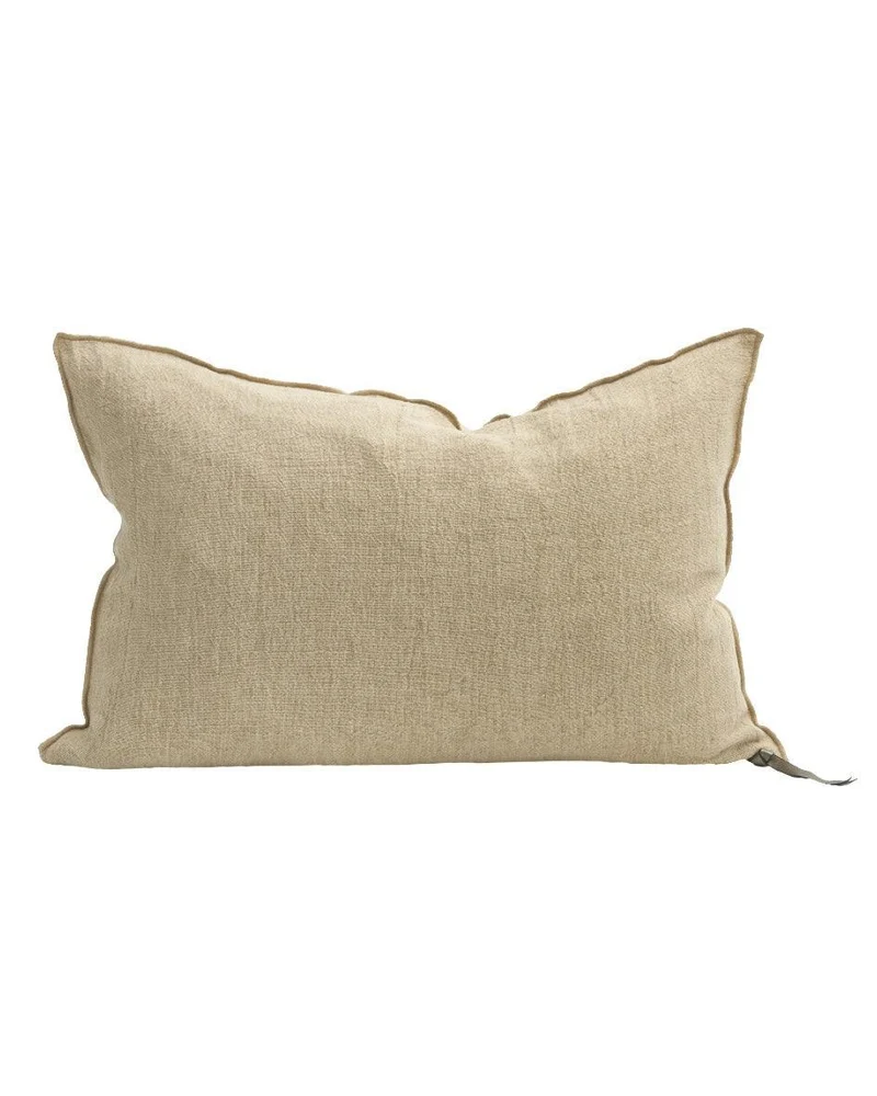 Coussin Vice Versa Crépon de Lin Lavé, Orgeat