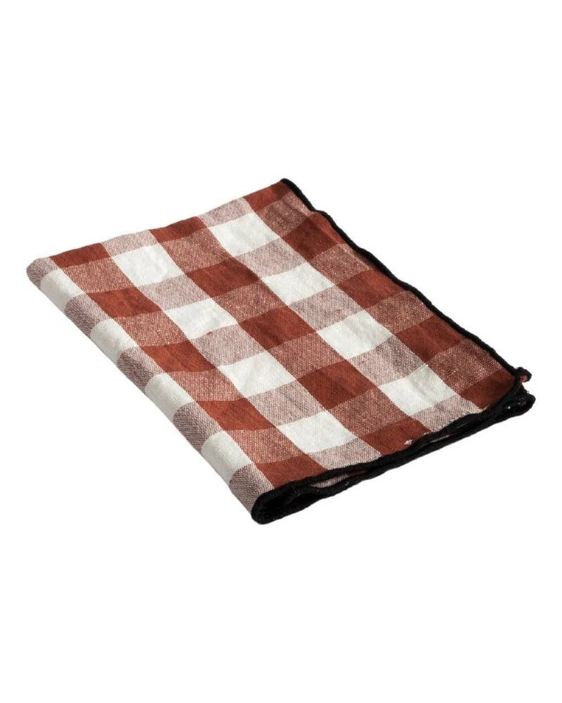 Serviette Bourdon Toile Mimi Vichy, Argile
