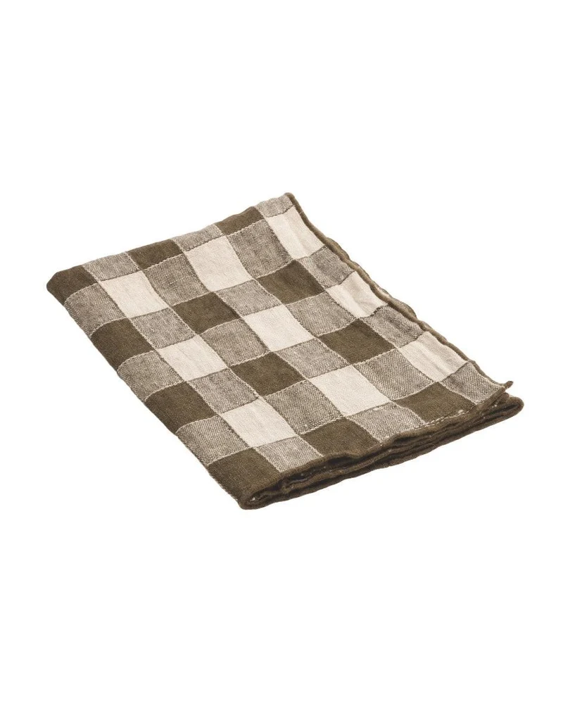 Serviette Bourdon Toile Vintage Vichy, Laurier