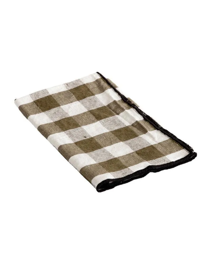 Set de Table Bourdon Noir Toile Mimi Vichy Kaki