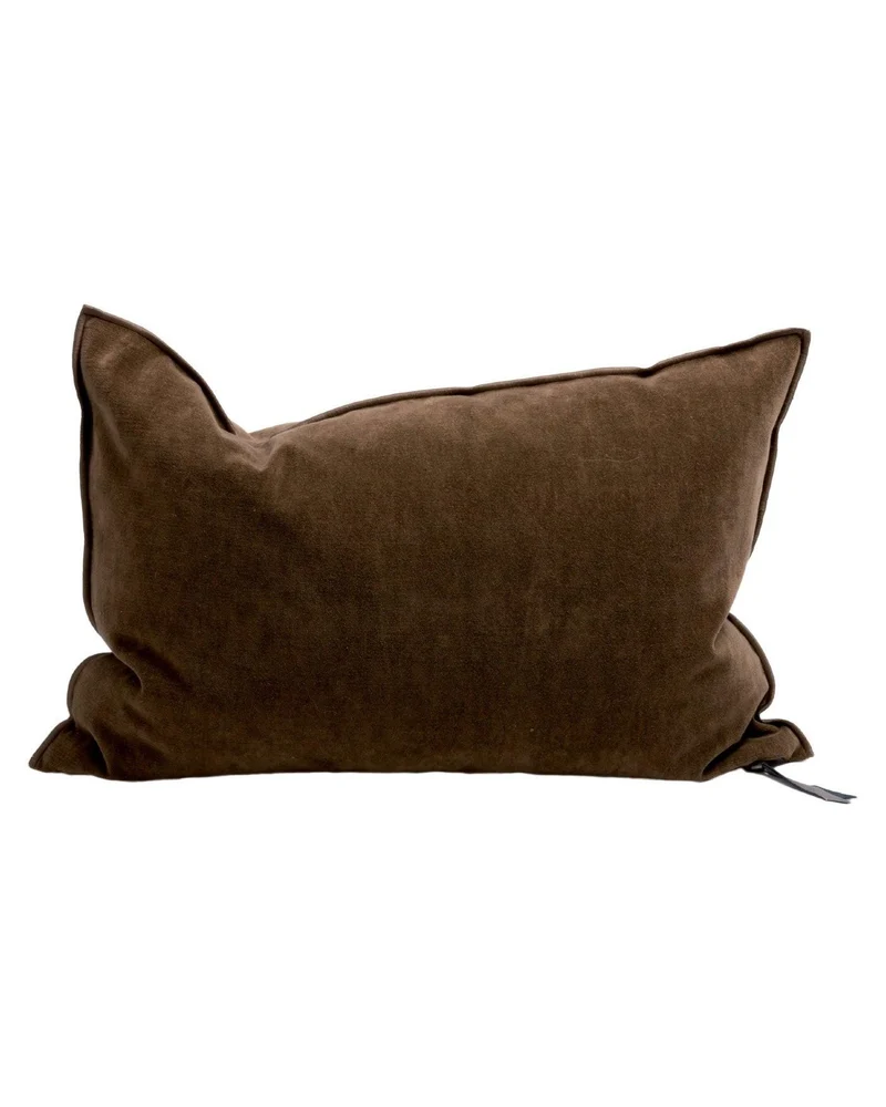 Coussin Vice Versa en Velours Vintage, Havane