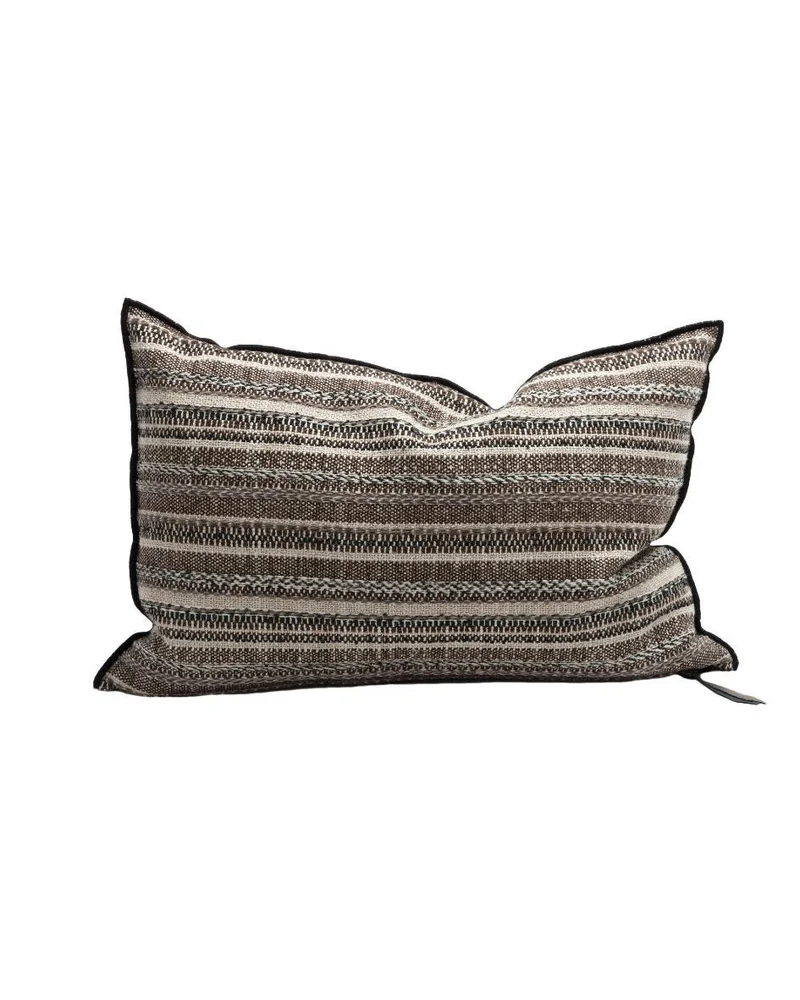 Coussin Vice Versa Black Line en toile Bivouac Rayée Arabica