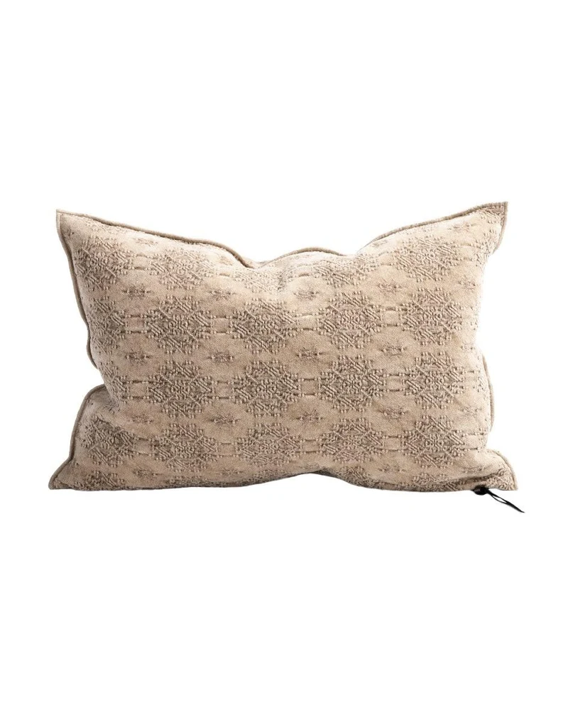 Coussin Vice Versa Jacquard Stone Washed Kilim, Nude