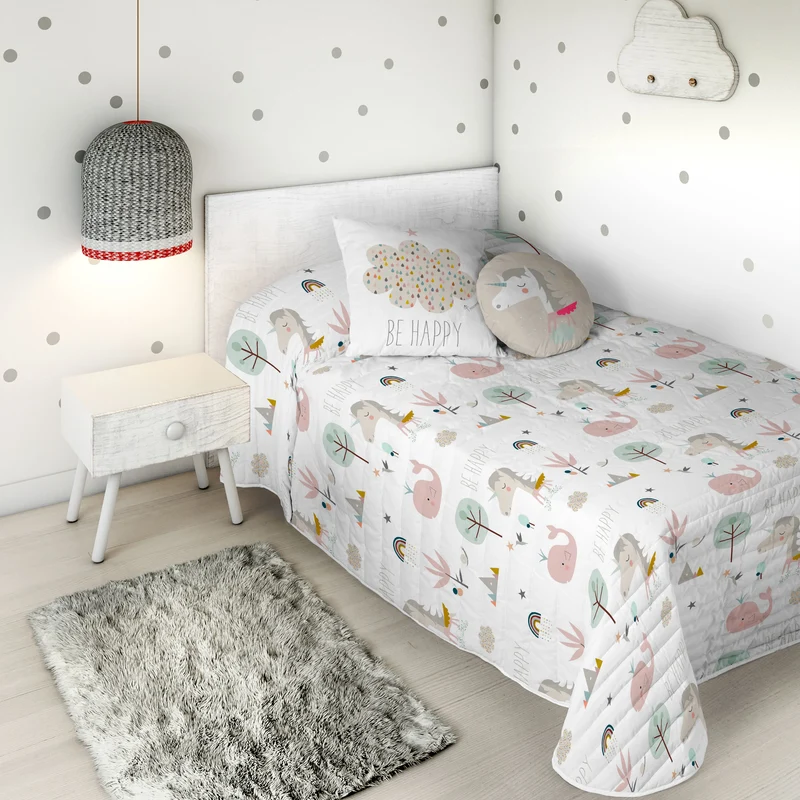 COLCHA BOUTI ESTAMPADA INFANTIL RAINBOWLAND 100% ALGODÓN