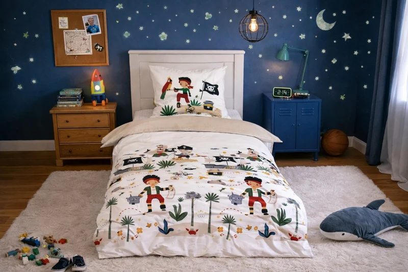 Parure de lit Réversible motifs Pirate 140x200cm