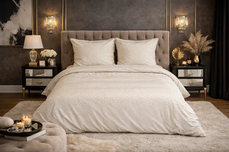 Parure de Lit Microfibre Frappée - Beige