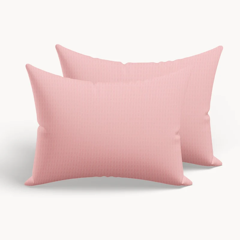 HappyBed Kussensloop | Wafel Pattern Pink | Set van 2 | 100% Katoen